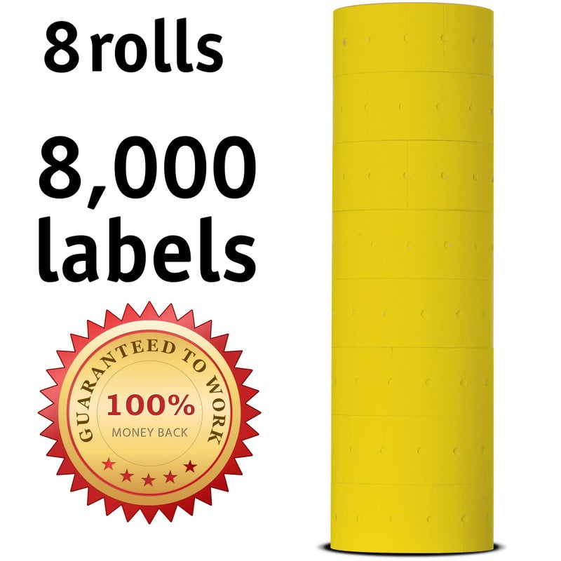 Labels for Us MX 5500 Labels - 8,000 Yellow Price Labels - 8 Rolls - Ink Roller Included - Image 2